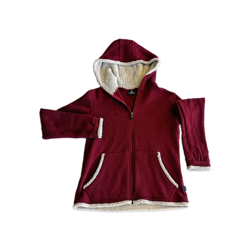 Kuhl Alfpaca Fleece Jacket Womens M Red Hooded Full Zip Thumbholes RN108846